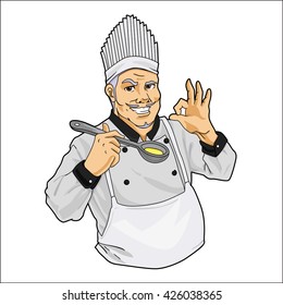 Nice Chef With a Scoop Vector Illustration