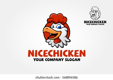 Nice Chicken Vector Logo Template. Chicken Head Logo Illustration. 