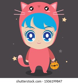 Nice child character with Halloween costume.