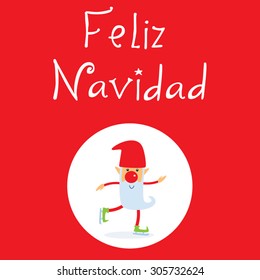 Nice Christmas gnome dressed in red, with the phrase merry christmas
