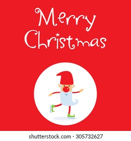 Nice Christmas gnome dressed in red, with the phrase merry christmas