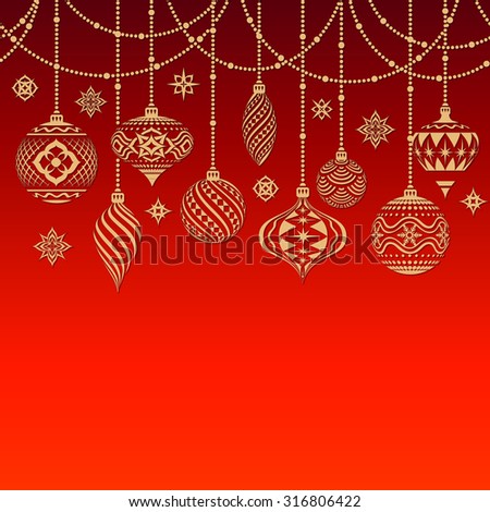 A nice Christmas texture with Christmas baubles and snowflakes