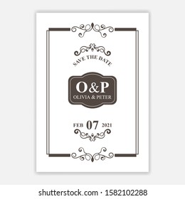 Nice classic style wedding invitation. - Vector.