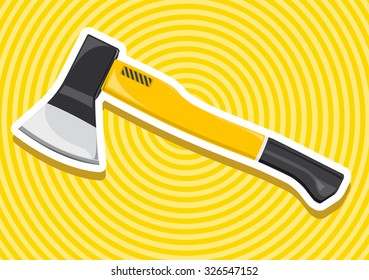 Nice classical yellow golden axe with outline construction tools vector