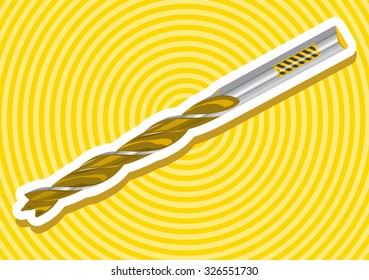 Nice classical yellow golden drill with outline construction tools master vector