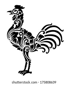 Nice, Clean and Smooth Vector, Rooster Floral Ornament Decoration. Good use for symbol, tattoo, sticker, or any design you want. Easy to use, edit, or change color.