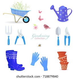 nice collection of gardening tools and equipments for your design