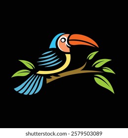 A  Nice Color Bird Vector Art Illustration