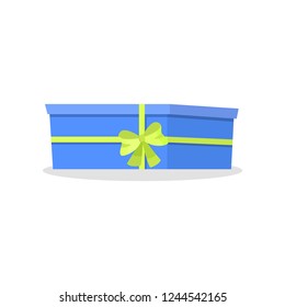 Nice colored box with a wonderful beautiful bow in which a gift is presented for a loved one for an important event for him.
