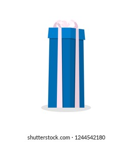Nice colored box with a wonderful beautiful bow in which a gift is presented for a loved one for an important event for him.