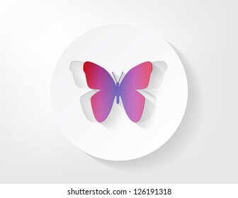 Nice colored butterfly shaped from paper with a nice shadow.