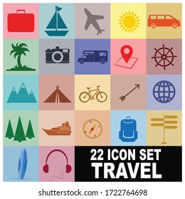 Nice and Colorful 22 Travel Icon Vector Set