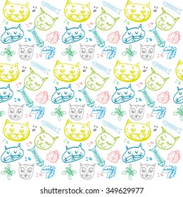 Nice colorful cat faces pattern