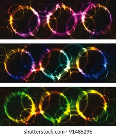 Nice colorful glowing circle vector header set for your creative work