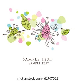 Nice colorful greeting card with flower - template
Cute simple Artistic hand drawn illustration - doodle
For baby shower, greetings, invitation, mother's day, birthday, party, wedding