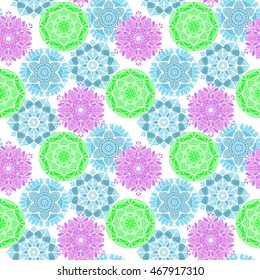Nice colorful  Mandala. Vector Seamless Pattern.

