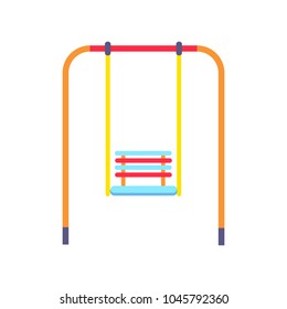 Nice colorful vector illustration depicting bright swing for children on playground isolated on clean white background in flat design