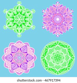 Nice colorful Vector Mandala set. Geometric circle elements.
