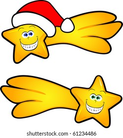 Nice comet smiling, also available with Christmas hat. Vector