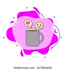 Nice conversation for coffee colored liquid bacdge icon. Simple color vector of coffee icons for ui and ux, website or mobile application
