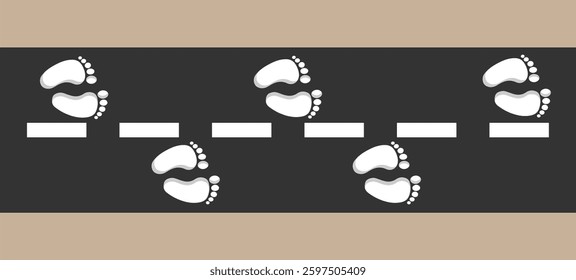 a nice cool straight road sine on leg pot print on the road vector art design