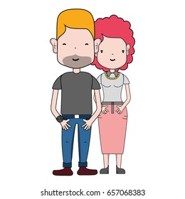 nice couple with hairstyle and casual clothes