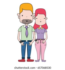 nice couple with hairstyle and casual clothes