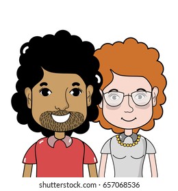 nice couple with hairstyle and casual clothes