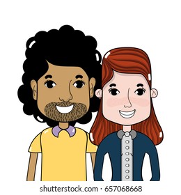 nice couple with hairstyle and casual clothes