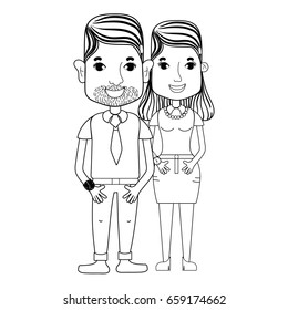 nice couple with hairstyle and casual clothes
