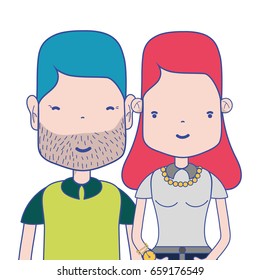 nice couple with hairstyle and casual clothes