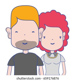 nice couple with hairstyle and casual clothes