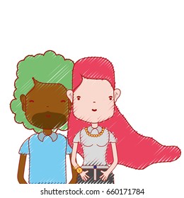 nice couple with hairstyle and casual clothes