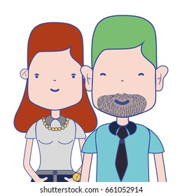 nice couple with hairstyle and casual clothes