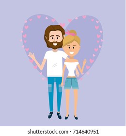nice couple together with heart design background