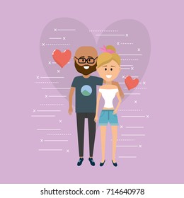 nice couple together with heart design background