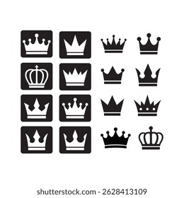 Nice Crown Icons set on Black and White Vector backgrounds eps10 file