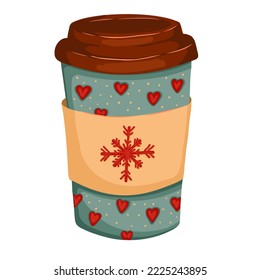 nice cup of coffee. Coffee, chocolate or fruit smoothie, hot drink in paper cartoon vector illustration