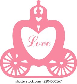 Bonito y bonito fondo. Coche rosa en forma de corazón. Vector. Dejando el amor. Tarjeta
