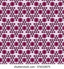 Nice cute background seamless pattern with many repeating stylized red flowers net isolated on the pink fond. Vector illustration eps