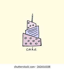 Nice cute birthday cake, Image can be used as greeting card.