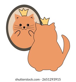 Bonito gato bonito olhando para o espelho ilustração desenho animado vetor 