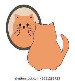 Bonito gato bonito olhando para o espelho ilustração desenho animado vetor 