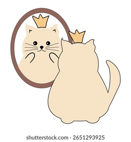 Bonito gato bonito olhando para o espelho ilustração desenho animado vetor 