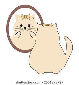 Bonito gato bonito olhando para o espelho ilustração desenho animado vetor 