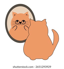 Bonito gato bonito olhando para o espelho ilustração desenho animado vetor 