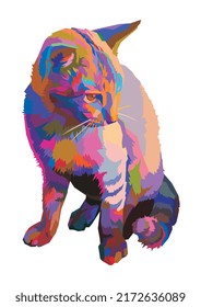 nice and cute cat in WPAP style