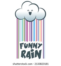 Nice, cute, happy and friendly rainy cloud. Color funny rain while the cloud smiles away. 