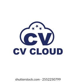 Nice CV Cloud logotipo com uma nuvem azul