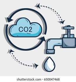 nice cycle of water with cloud and faucet